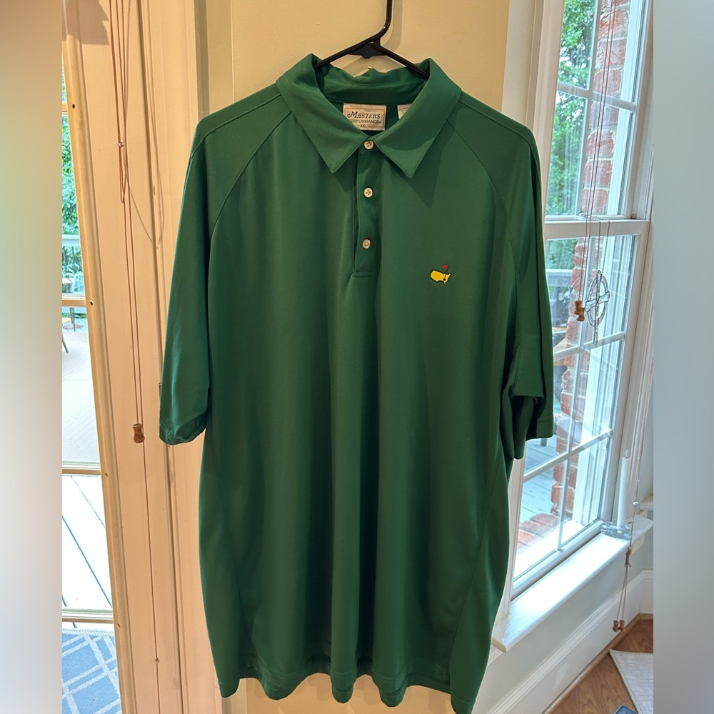 Men’s Masters XXL Golf Shirt Green Yellow Logo 28” pit to pit 33” length